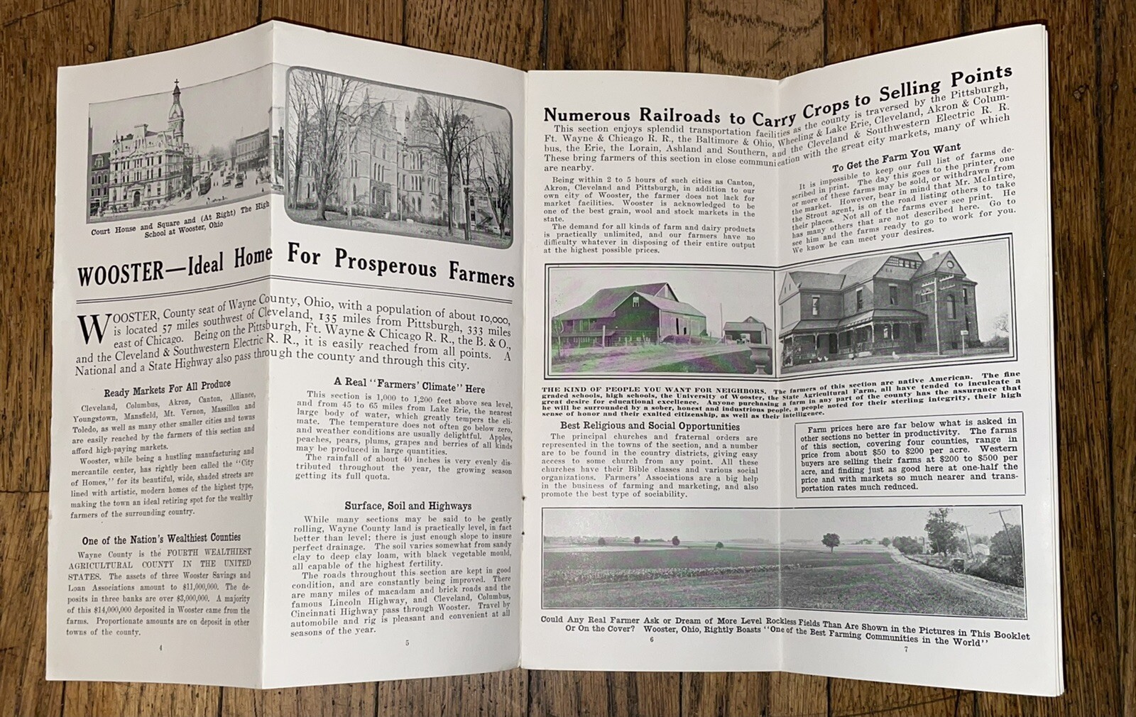 Antique Brochure Wooster Wayne County Ohio JC McIntire For EA Strout Farm Agency