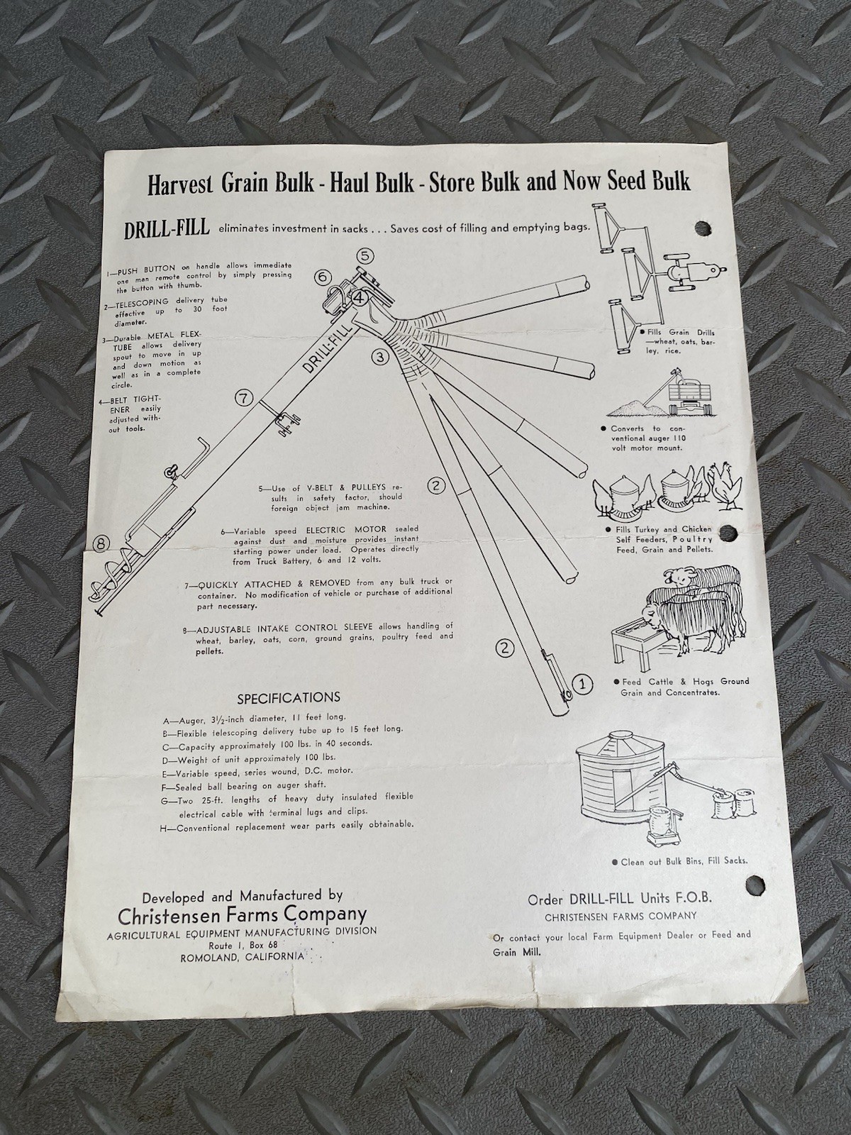 Drill – Fill Auger Farm Sales Ad Dealership Agriculture Grain Single Page