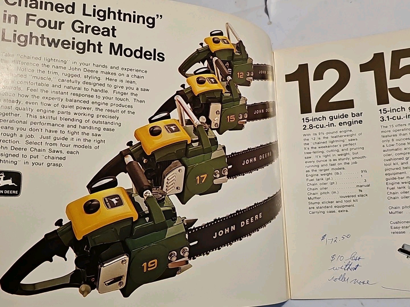 1971 John Deere Chainsaws Foldout Brochure