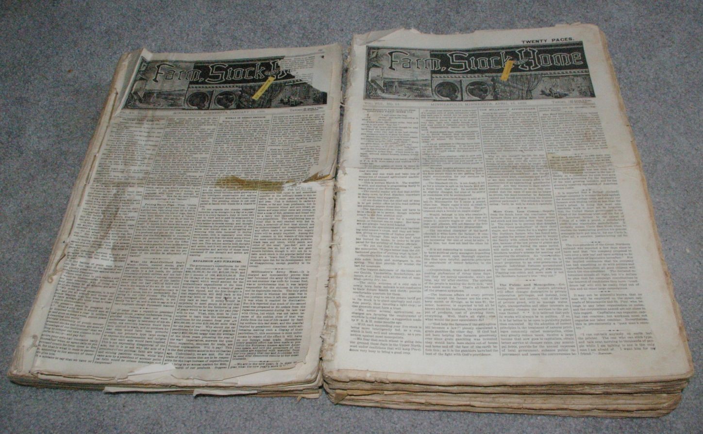 112 ISSUES 1892-1895 & 1899-1900 Farm Stock & Home Publication Great Reading!