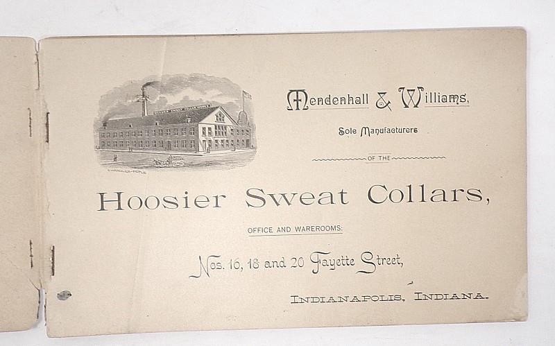 1890 MENDENHALL & WILLIAMS HOOSIER SWEAT COLLAR ILLUS. CATALOGUE -VG CONDITION