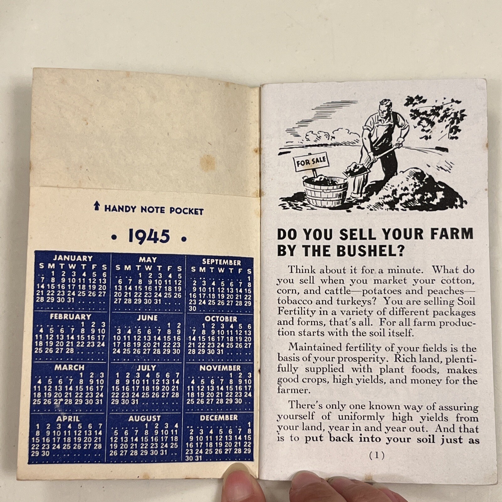 Swift’s Red Steer Brand Fertilizers Advertising Memo Book Notepad 1945