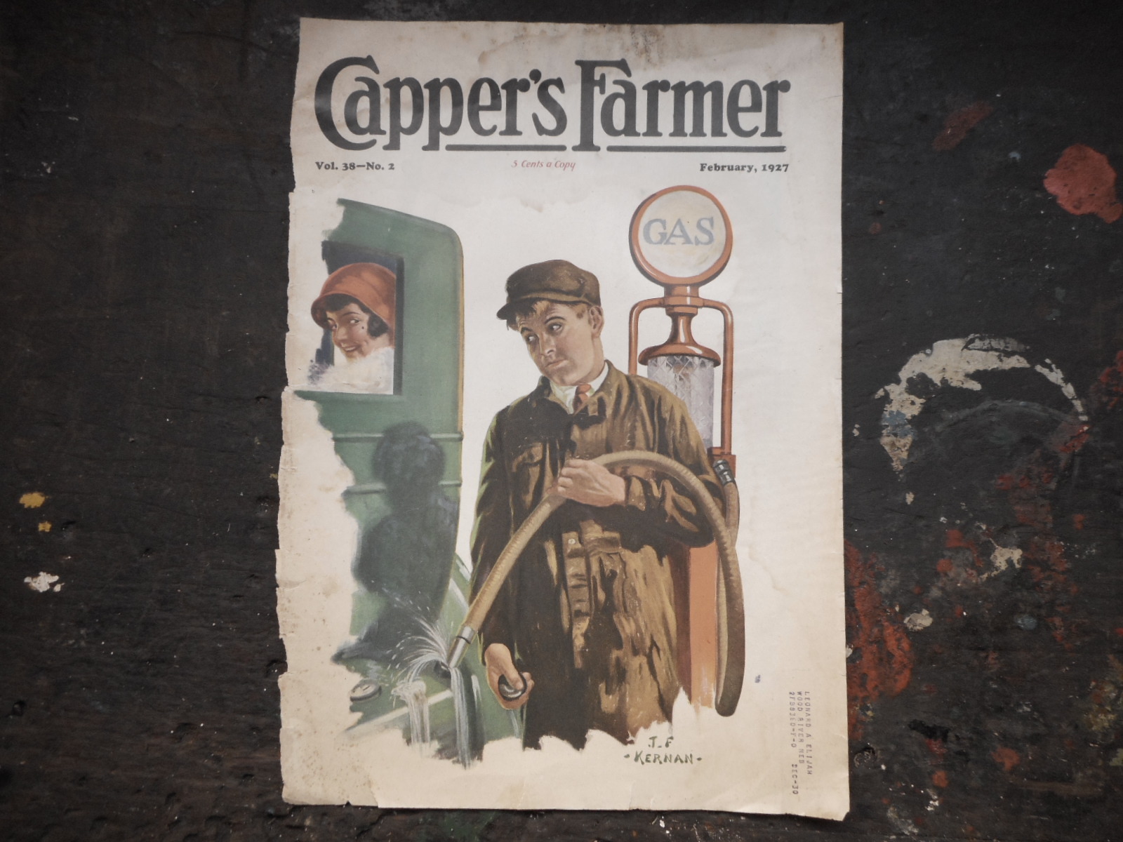 Gas Station 1927 CAPPER’S FARMER Cover Only, Vintage picture Farmhouse Farm