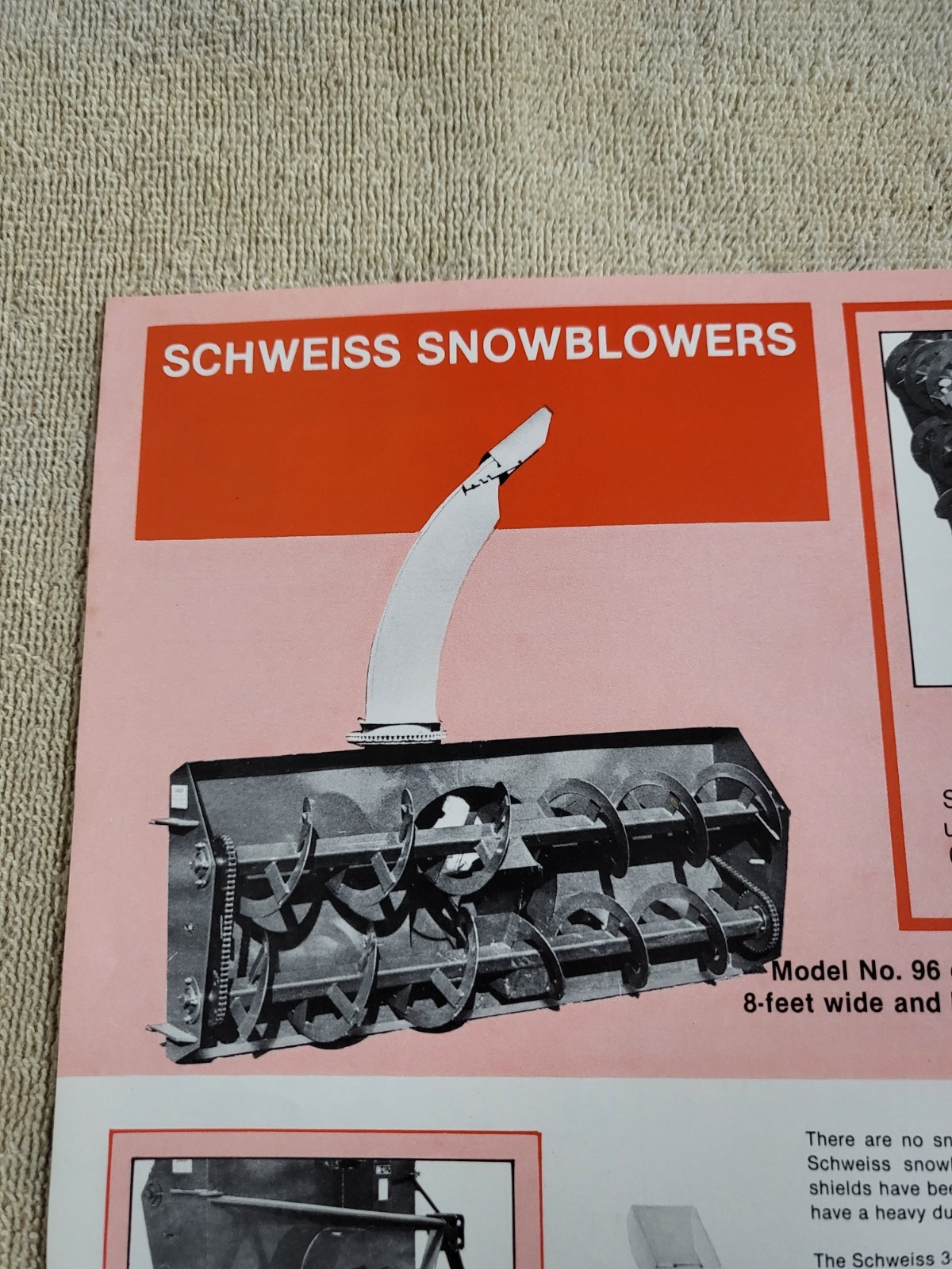 Vintage 1970s SCHWEISS Snowblower SALES BROCHURE Log Splitter Wood Stove Trailer