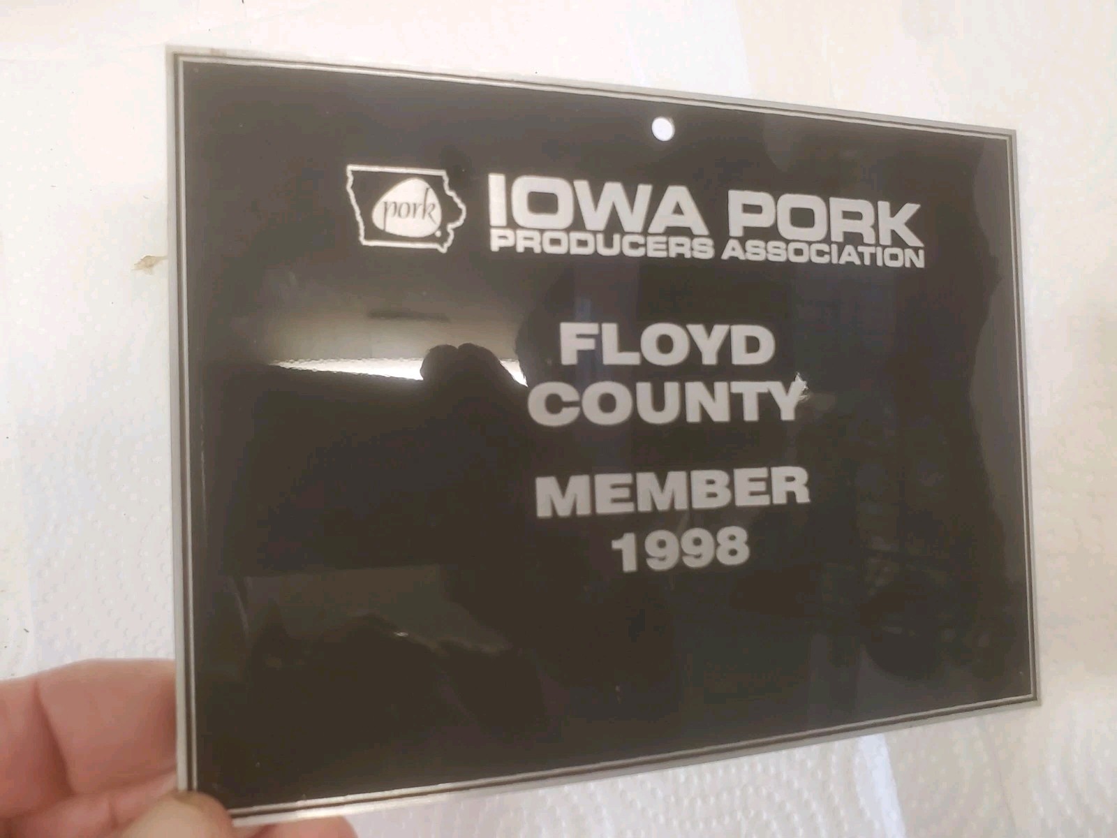 7-1/2″ X 5-1/2″ Metal Sign Iowa Pork Producers Association Floyd County 1998 Pig