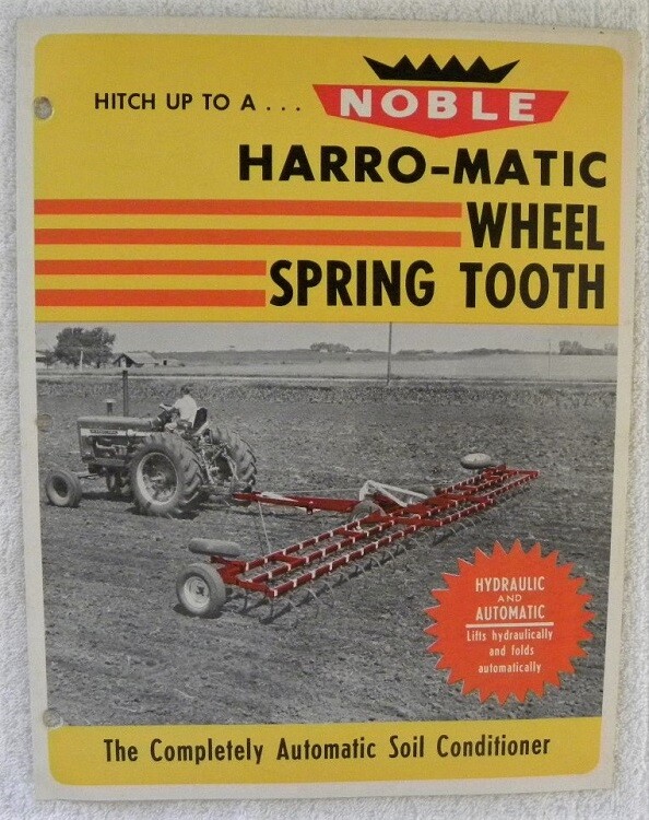 Noble Harro-matic Harrow,IH 1256 Tractor,Farm Equipment Color Dealer Advertising