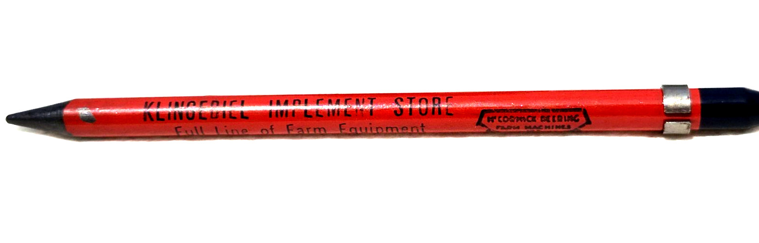 “MCCORMICK-DEERING*Klingeriel Implement Store*Alton, ILL.” SOLID GRAPHITE Pencil