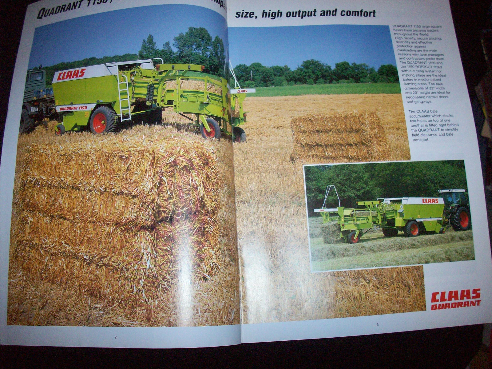 Claas Square Hay Baler Advertising Brochure Quadrant 1150 1150 Roto Cut