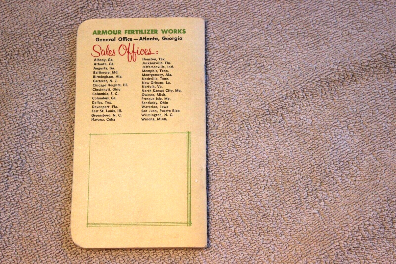 1959 Armour Fertilizers 3 1/8″ x 5 7/8″ advertising notebook