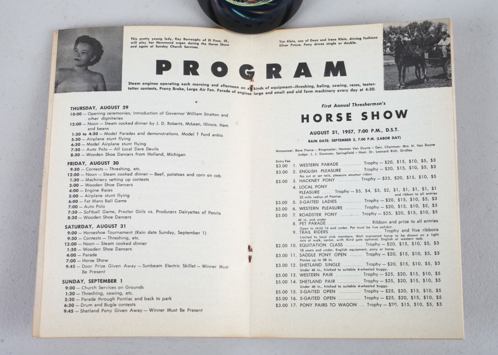 1957 Central States Threshermen’s Reunion Official Program Pontiac Illinois